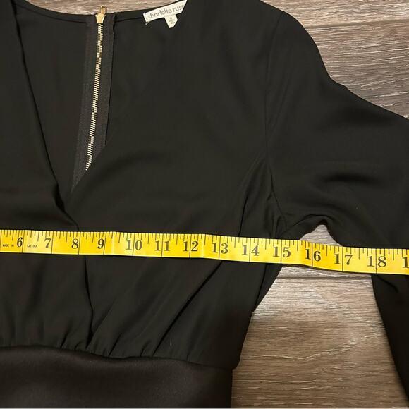 Charlotte Russe Elegant Black Dress Size Small Evening Gown Prom Maxi Ruched - Picture 10 of 13